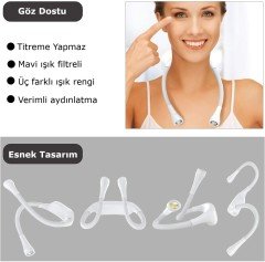 FRELSO Şarjlı Led Boyun Lamba Taşınabilir Kitap Okuma Lambası (Beyaz)