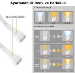 FRELSO Şarjlı Led Boyun Lamba Taşınabilir Kitap Okuma Lambası (Beyaz)