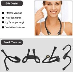 FRELSO Şarjlı Led Boyun Lamba Taşınabilir Kitap Okuma Lambası (Siyah)