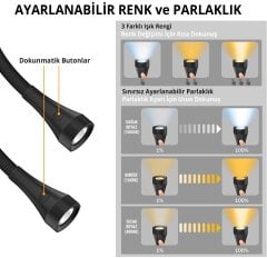 FRELSO Şarjlı Led Boyun Lamba Taşınabilir Kitap Okuma Lambası (Siyah)