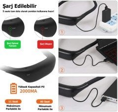 FRELSO Şarjlı Led Boyun Lamba Taşınabilir Kitap Okuma Lambası (Siyah)