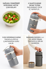 Gri 2 Katman Yemek Termosu