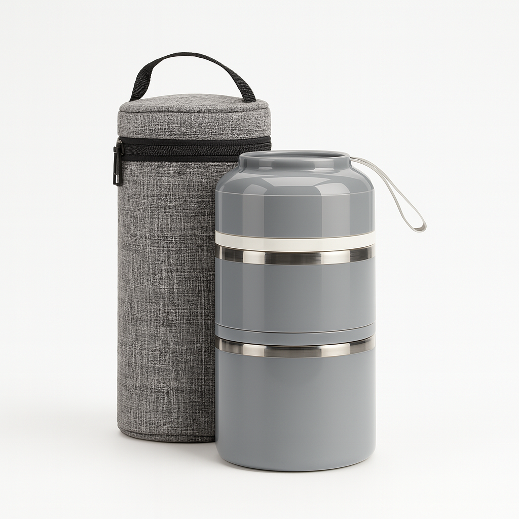 Gri 2 Katman Yemek Termosu
