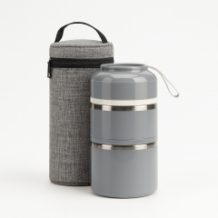 Gri 2 Katman Yemek Termosu