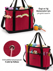 Frelso Örgü Çantası Omuz Askılı Örgücü Çantası Organizer - KIRMIZI