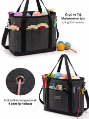 Frelso Örgü Çantası Omuz Askılı Örgücü Çantası Organizer - Siyah