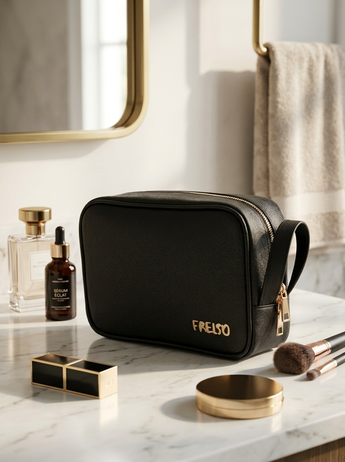 FRELSO Seyahat Makyaj Çantası Büyük Boy Organizer Kozmetik Çantası - Siyah