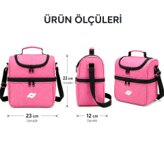 Frelso Pippa Çift Bölmeli Isı Yalıtımlı Beslenme Çantası - PEMBE